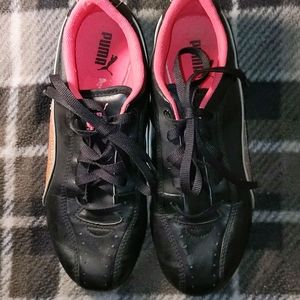 Puma Girls Black and Pink Glitter Shoes